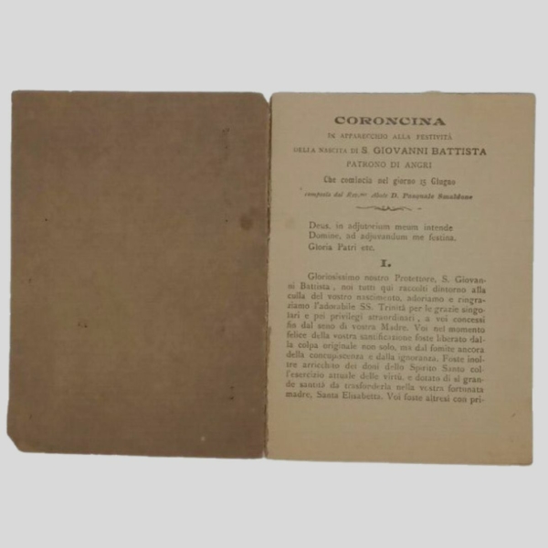 Coroncina nascita S. Giovanni Battista Patrono di Angri. www.colonneselibri.it