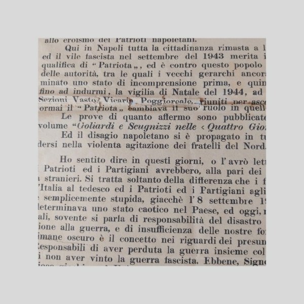 Manifesto. I Patrioti delle Quattro giornate e la Pace. 1946. www.colonneselibri.it