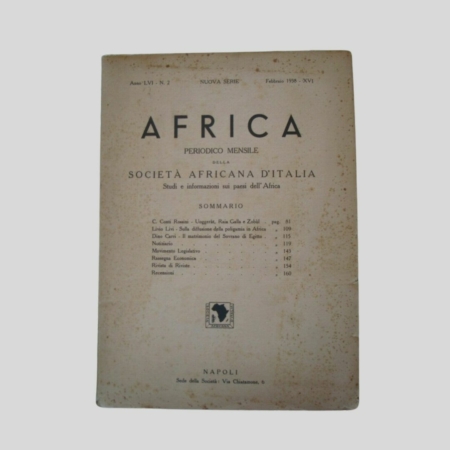 Rivista. Africa. Febbraio 1938. www.colonneselibri.it