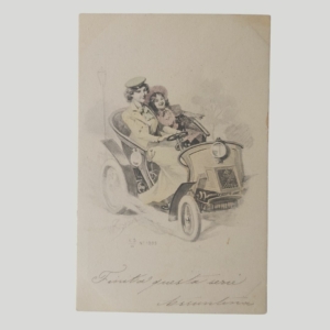 Innamorati in automobile. Illustratore W. Braun. www.colonneselibri.it