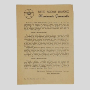 Elezioni 1953. Partito Monarchico, Ida Matarazzo. www.colonneselibri.it