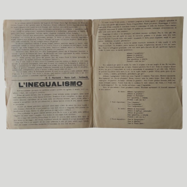 Futurismo. MARINETTI Filippo Tommaso ed altri - A Benito Mussolini L'Inegualismo. www.colonneselibri.it