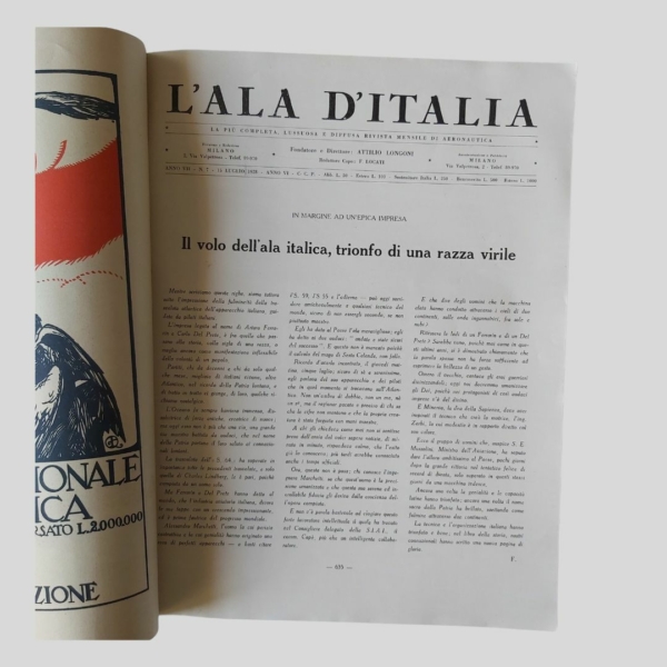 L'Ala d'Italia. Aeronautica. luglio 1928. www.colonneselibri.it