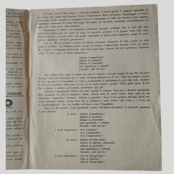 Futurismo. MARINETTI Filippo Tommaso ed altri - A Benito Mussolini L'Inegualismo. www.colonneselibri.it