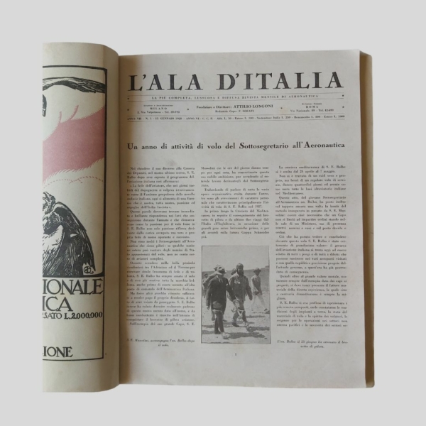 L'Ala d'Italia. Aeronautica. Gennaio 1928. www.colonneselibri.it