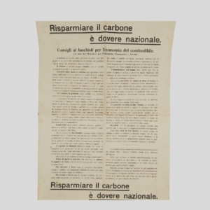 Risparmiare il carbone. Manifesto Autarchia. Recto. I Colonnese Libri. www.colonneselibri.it