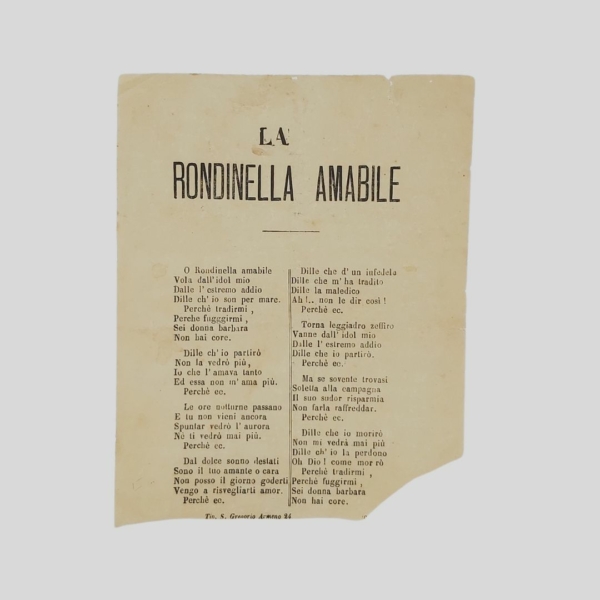 Copielle. La rondinella amabile. Canto popolare. www.colonneselibri.it