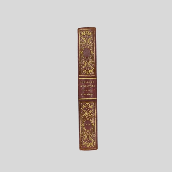 Bella Legatura grottesca. Schlegel - Storia della letteratura antica e moderna. 1838. www.colonneselibri.it