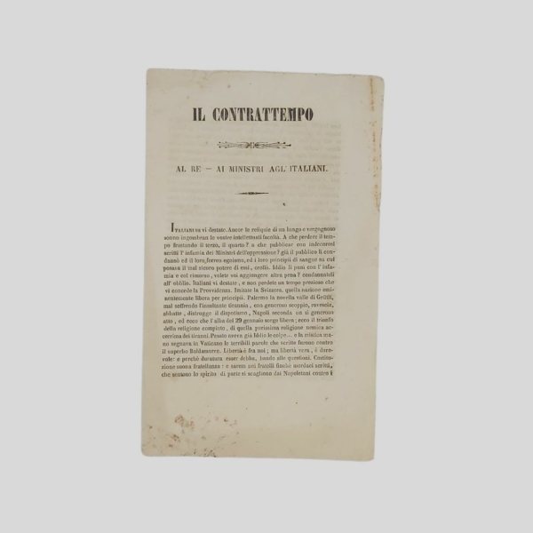 Volantino rivoluzione del 1848. Il Contrattempo. www.colonneselibri.it