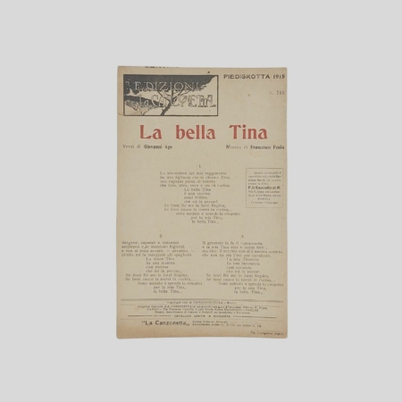 La bella Tina. Ago - Feola. Piedigrotta 1915. www.colonneselibri.it