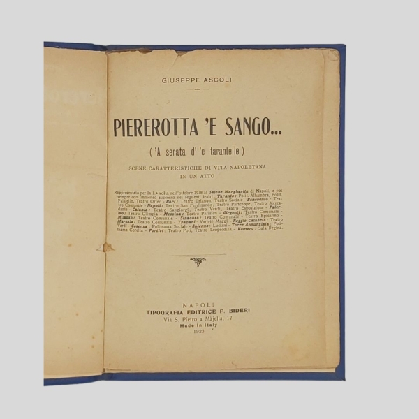 Giuseppe Ascoli Piererotta 'e sango Atto unico Teatro napoletano