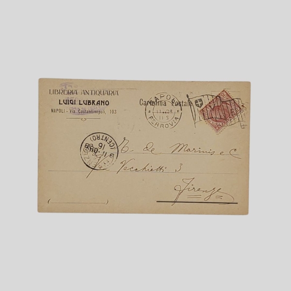 Luigi Lubrano Libreria antiquaria Tammaro De Marinis autografo 1928