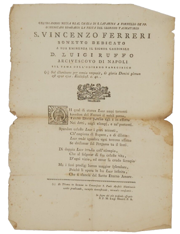 RUFFO Luigi - Manoscritto contro la libertà di culto. www.colonneselibri.it