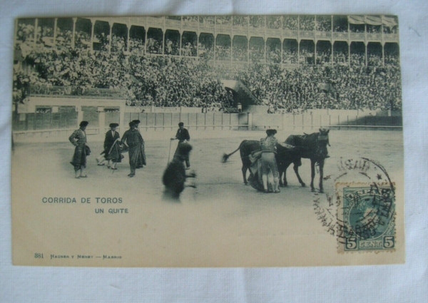 Postcard Spagna Corrida De Toros Un Quite viaggiata 1901