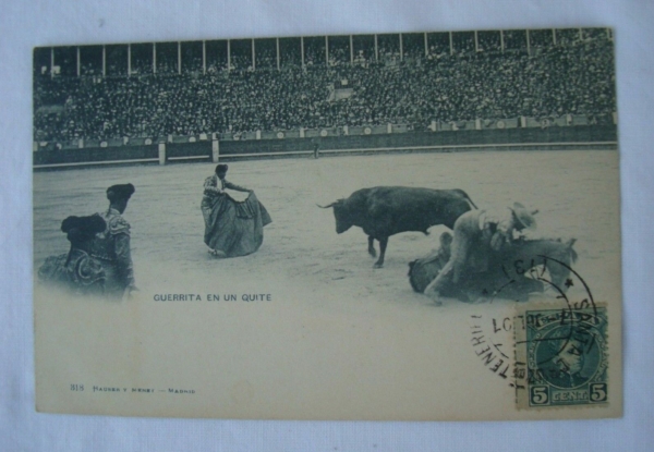 Postcard Spagna Corrida De Toros Guerrita En Un Quite viaggiata 1901