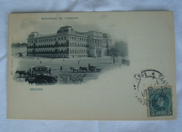 Postcard Madrid Ministerio De Fomento viaggiata animata 1901