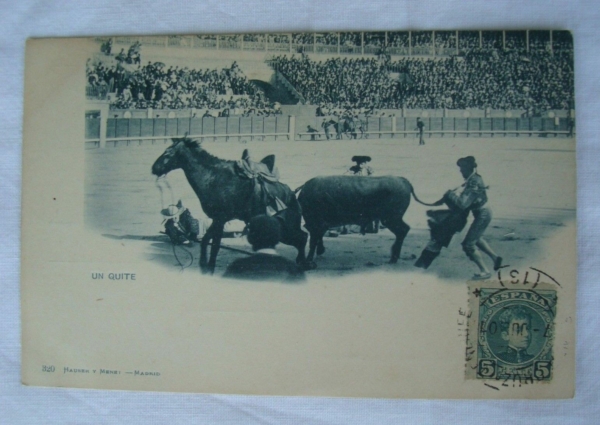 Postcard Spagna Corrida De Toros Un Quite viaggiata 1901